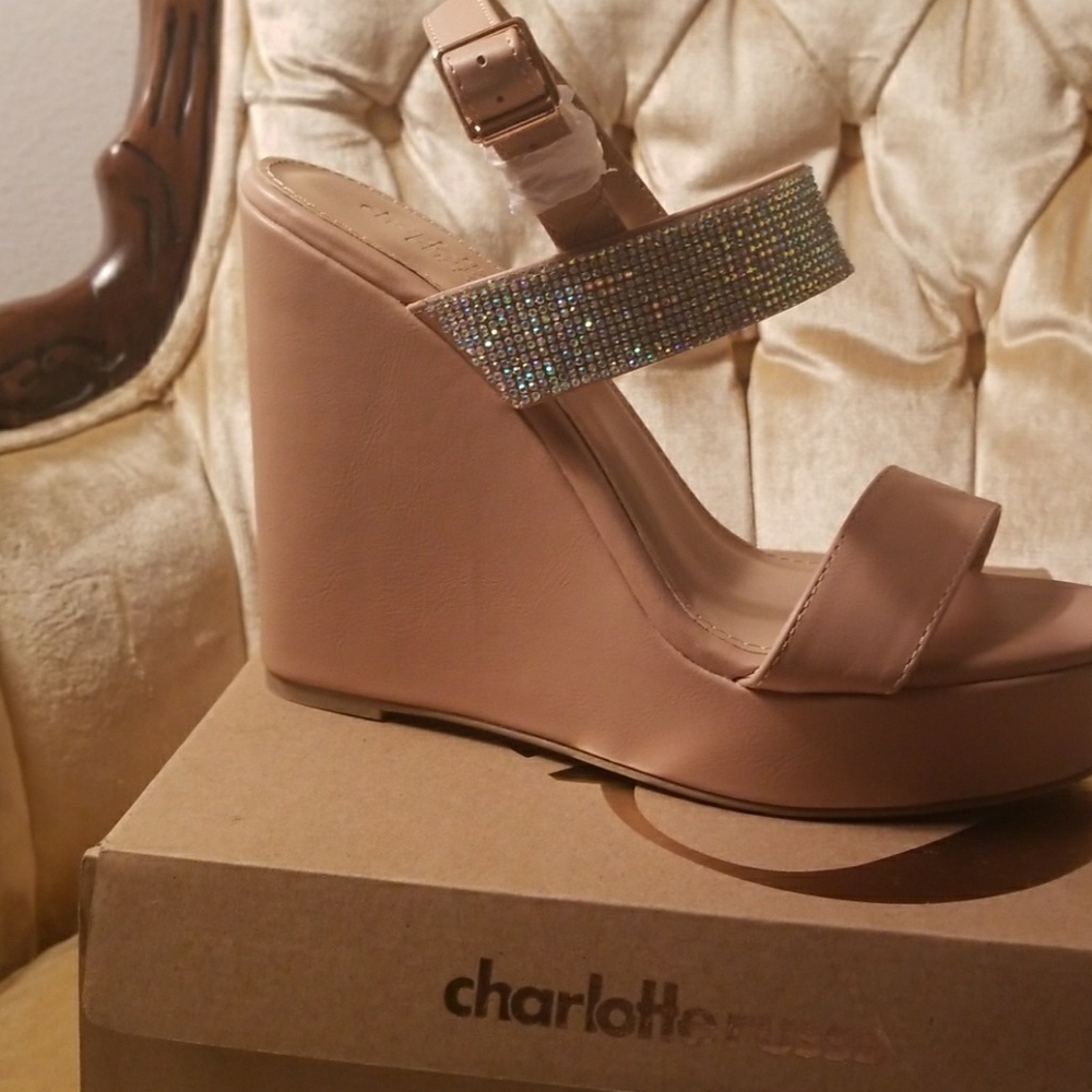 Diamond studded wedge heels